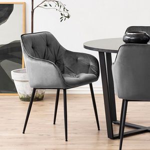 Sohome Eetkamerstoel - set van 2 - Otto - Velvet - Dark Grey