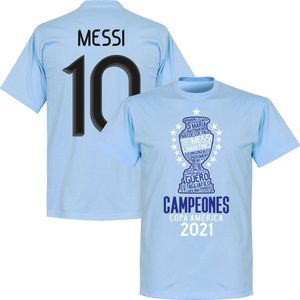 Argentinië Copa America 2021 Winners Messi 10 T-Shirt - Lichtblauw - M