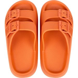 Geweo - Badslippers - Pillow Slides - EVA Slippers - Kerstmis - Kerstfeest - Christmas Gift - Unisex - Verstelbare Gesp - Verdikte - Antislip - Lichtgewicht - Oranje - Maat 35/36