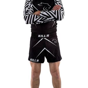 Fight Shorts - MMA / kickboks kleding - Vechtsport broek - Zwart Wit