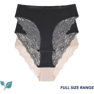 Dorina - Slips 3-pack - Kanten - Zwart/Huidskleur