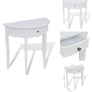 vidaXL Consoletafel - Consoletafels - Console Tafel - Console Tafels - Wandtafel met lade halfrond wit
