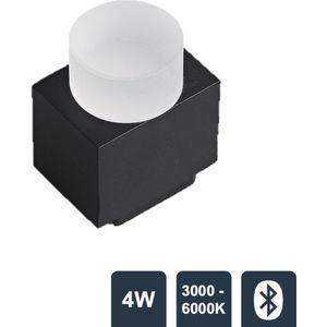 RailGlow Led Spot Rechthoek Gesloten | Zwart - 4W - 3000-6000K - 230lm - 48V - Stralingshoek 80° - Bluetooth - Magnetische Railverlichting