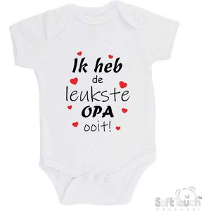 100% katoenen Romper "Ik heb de leukste OPA ooit!" Vaderdag Unisex Katoen Wit/zwart/rood Maat 56/62