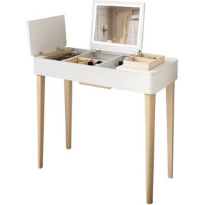 Kaptafel met spiegel, met lamp, in één, gelakt, wit