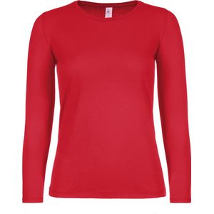 T-shirt Dames S B&C Ronde hals Lange mouw Red 100% Katoen