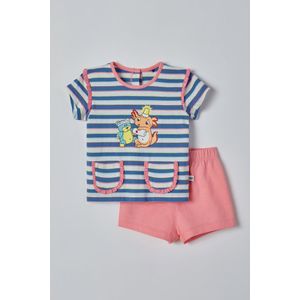 Woody pyjama baby meisjes - multicolor gestreept - axolotl vis - 221-3-PSG-S/987 - maat 62