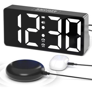 Vibrerende Wekker voor Zware Slapers en Slechthorenden – Met Groot Scherm, Nachtlampje, USB Lader en Dimmer