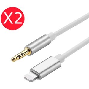 Audio AUX kabel naar lightning USB - 3.5mm hoofdtelefoon muziek aansluiting - audio jack - Autokabel - Wit - 2 stuks