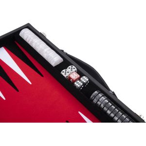 Longfield Backgammon 15""inch zwart rood en wit ingelegd vilt