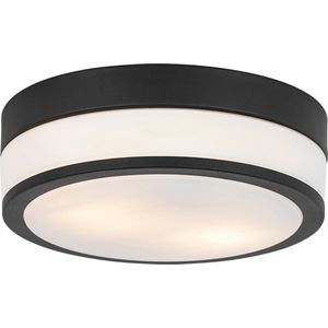 QAZQA flavi - Moderne Plafondlamp voor buiten - 2 lichts - Ø 28 cm - Zwart - Buitenverlichting