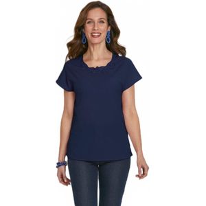 Top met lange mouwen en borduursel in ronde hals