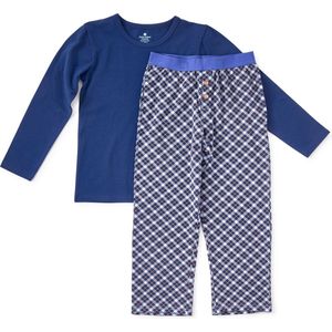 Little Label Geruite Pyjama van Biologisch Katoen Aqua