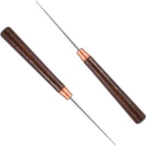 Wooden Handle Scratch Awl Tools 2Pcs - Leather Awl Punch Tool Sewing Awl Repair Tool for Leather Craft, Tailors Awl for Fabric Hole Punching Stitching
