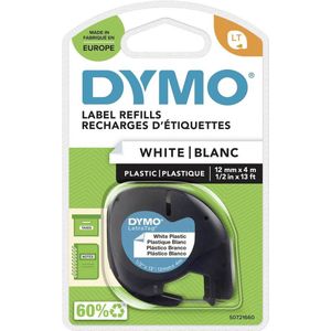 DYMO LetraTag originele plastic labels | Zwart afdrukken op witte etiketten | 12 mm x 4 m | Zelfklevende multifunctionele labels voor LetraTag labelprinters | gemaakt in Europa
