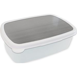 Broodtrommel Wit - Lunchbox - Brooddoos - Metaal print - Zilver - Lijn - Grijs - Structuur - 18x12x6 cm - Volwassenen