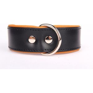 Dog's Companion Leren Halsband - Lengte: 65 cm Verstelbaar van 51-60 cm x 50 mm - Zwart/Camel