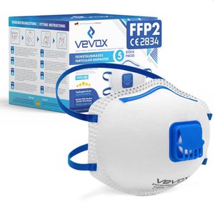 VEVOX - FFP2 - Stofmasker - Set van 5 - Met Comfort Light Afdichting - FFP2 Mondkapje Met Ventiel