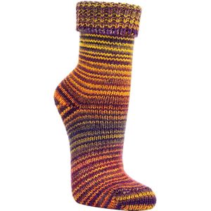 Schitterende kleuren Scandinavische warme sokken – 2 paar - voelt als zelf gebreid – kleur geel / lila  - maat 35/38