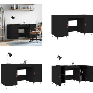 vidaXL Bureau 140x50x75 cm bewerkt hout zwart - Bureau - Bureaus - Laptoptafel - Computertafel
