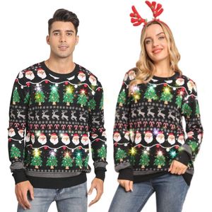 Uniseks LED Ugly Christmas Sweater - Creatieve Kersttrui met Lange Mouwen