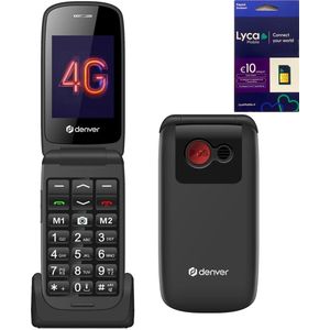Denver - BAS24600L - Senioren Mobiele Telefoon - Zwart - 4G - Met Oplaadstation