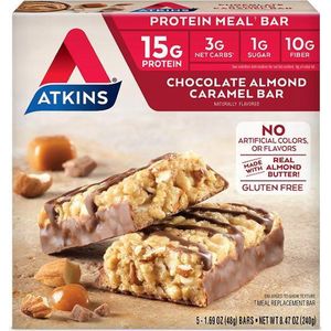 Atkins | Protein Bar | Chocolate Almond Caramel Bar | 5 x 48g