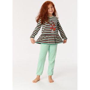 Woody pyjama velours meisjes/dames - multicolor gestreept - eekhoorn - 222-1-PDL-V/918 - maat 164