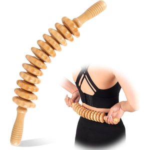 Massage-instrumenten voor houttherapie 12 rollen, houten massagestok 16,8 inch, lymfedrainage-instrument, cellulitismassage voor vermindering van cellulitis, spierspanning en lichaamsvorming, contouren