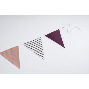 Vlaggenlijn van stof | Heartline Scribble - 2 meter / 5 vlaggetjes - Roze, Paarse, Hartjes driehoek vlaggetjes - Verjaardag slinger / Babykamer decoratie - Stoffen slingers handgemaakt & duurzaam