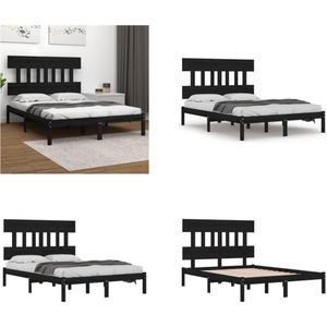 vidaXL Bedframe massief hout zwart 120x190 cm 4FT Small Double - Bedframe - Bedframes - Tweepersoonsbed - Bed