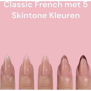 Soft geltips Medium Almond met 5 neutrale kleuren - French Manicure- Plaknagels met Lijm - Nepnagels met Lijm - Press on nails - French Nail - French Manicure - 150 stuks in Doos - Medium Almond - Frosted Soft Nageltips