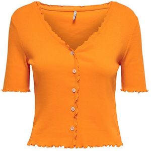 Only Laila Button T-shirt Met Korte Mouwen Oranje M Vrouw