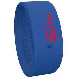 TOO LATE - siliconen horloge - LED WATCH BIG BROTHER - breed 24 mm - electro blue L