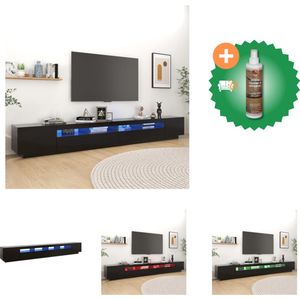 vidaXL Tv-meubel met LED-verlichting 300x35x40 cm zwart - Kast - Inclusief Houtreiniger en verfrisser