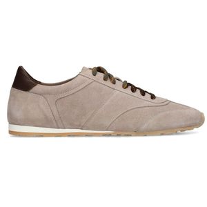 Manfield - Heren - Grijze suède sneakers met dubbele veters - Maat 40