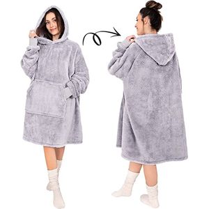 blanket sweatshirt / Unisex oversized draagbare deken hoodie voor vrouwen mannen / hoodie (S – M, Gray)