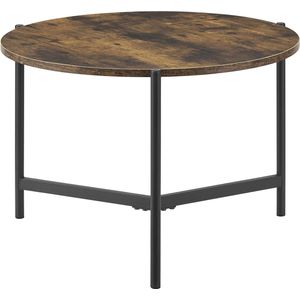 In And OutdoorMatch Salontafel Rond Jackson - 40xØ60 cm - Houtkleurig en Zwart - MDF en Metaal Poedercoating - Modern Design