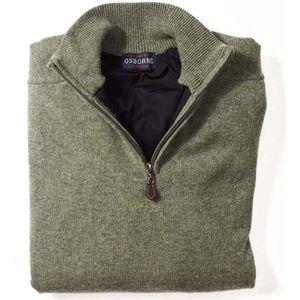 Osborne Knitwear Windstopper trui met halve rits heren - Sweater heren in Lamswol - Pullover Heren - Landscape - Zwarte voering - 2XL