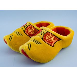 Elcee-Haly - Hollandse Klompsloffen - Geel - Pantoffelklomp met Geborduurd Boerenmotief - Extra Warm
