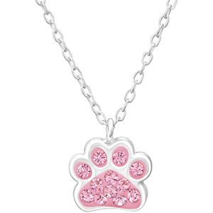 Amanto Kids Ketting Faden Pink - 925 Zilver - Pootje - 9x8 mm - 36+3 cm