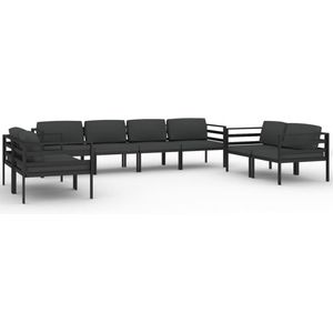 vidaXL - 8-delige - Loungeset - met - kussens - aluminium - antracietkleurig