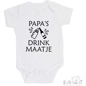 100% Katoenen Romper ""Papa's drink maatje"" Vaderdag Unisex Katoen Wit/zwart 68/74
