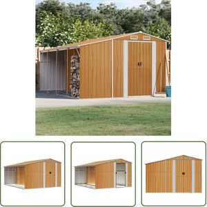 The Living Store Tuinschuur 277x365,5x179 cm gegalvaniseerd staal lichtbruin - Tuinschuur - Houten Schuur - Opslagruimte - Buitenschuur - Garagebox