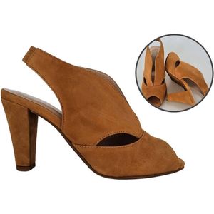 Stravers- Enkelhoge Peep-toe Suede Maat 33 Kleine Maten Peeptoe Hoge hak