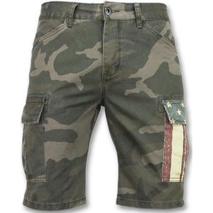 Camouflage korte broek mannen - Goedkope bermuda broeken - 9017 - Groen / Grijs