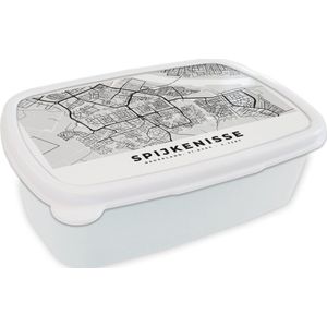 Broodtrommel Wit - Lunchbox - Brooddoos - Plattegrond - Spijkenisse - Nederland - 18x12x6 cm - Volwassenen