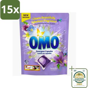 15 x Omo - Wascapsules - Lavendel & Eucalyptus - Krachtige geur - 42 Capsules - Grootverpakking - Wascapsules - Wasmiddel - Geur - Gekleurd Was - Kleurbehoud