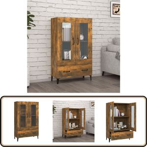 vidaXL Hoge Kast Gerookt Eiken 70x31x115 cm Hoge Kast - Kast Met Laden - Houten Kast - Bruine Kast - Bergruimte