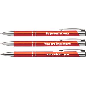 Akyol - 3 leuke lieve pennen quotes - So proud of you - You are important - I care about you - Pen met tekst - Leuke pennen - Grappige pennen - Werkpennen - Stagiaire cadeau - cadeau - Bedankje - Afscheidscadeau collega - welkomst cadeau